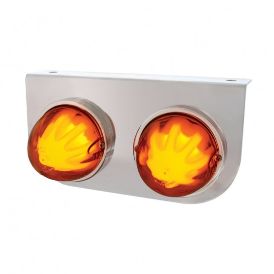 Stainless Light Bracket With 2 x 9 LED Dual Function Watermelon GloLight - Amber LED/Amber Lens