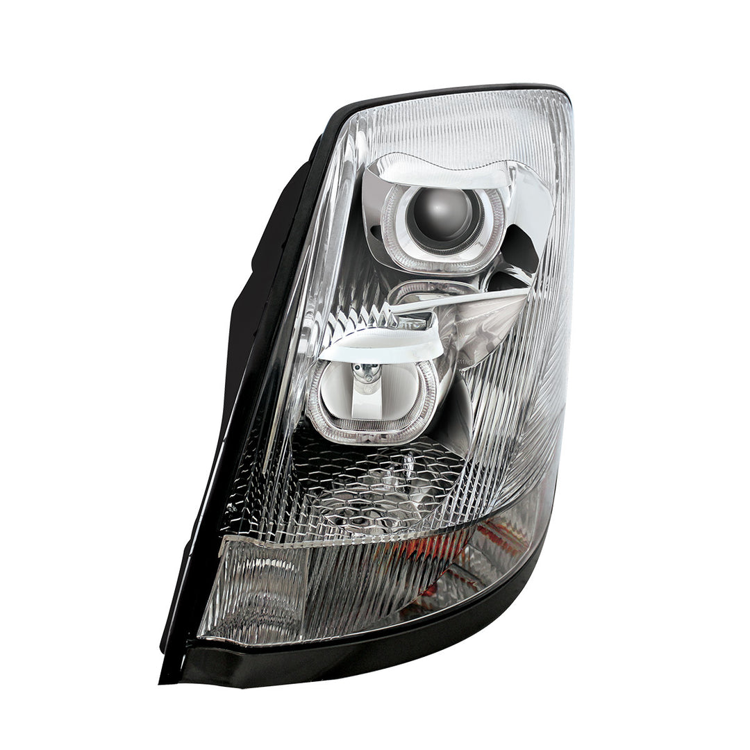 Chrome Projection Headlight With White LED Light Bar For 2003-2017 Volvo VN/VNL - Driver