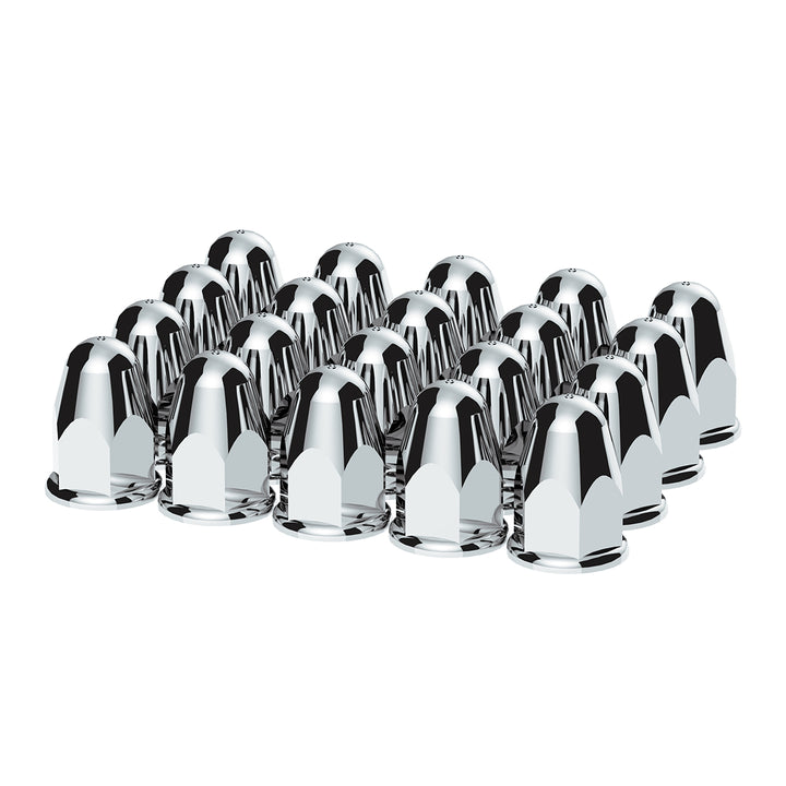 1-1/2" x 2-3/4" Chrome Plastic Slotted Bullet Nut Covers With Flange - Push-On (Color Box of 20)