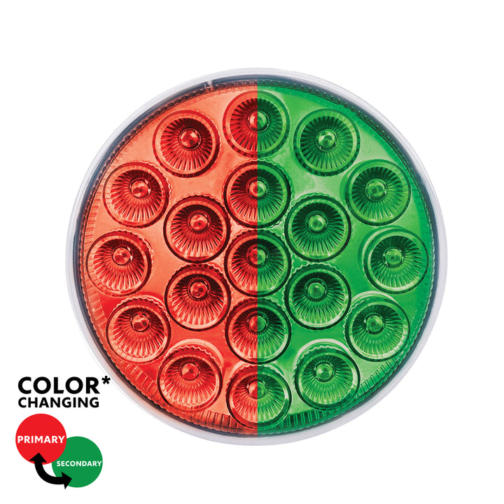 19 LED 4" Round Double Fury Light (Stop &amp; Turn) - Red &amp; Green LED/Clear Lens