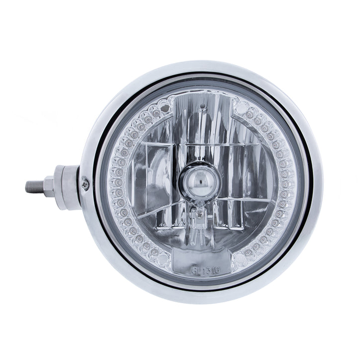 Stainless Steel Guide 682-C Style Headlight Assembly W/Crystal Lens &amp; 34 LEDs Position Light - L/H (Horizontal Mount)