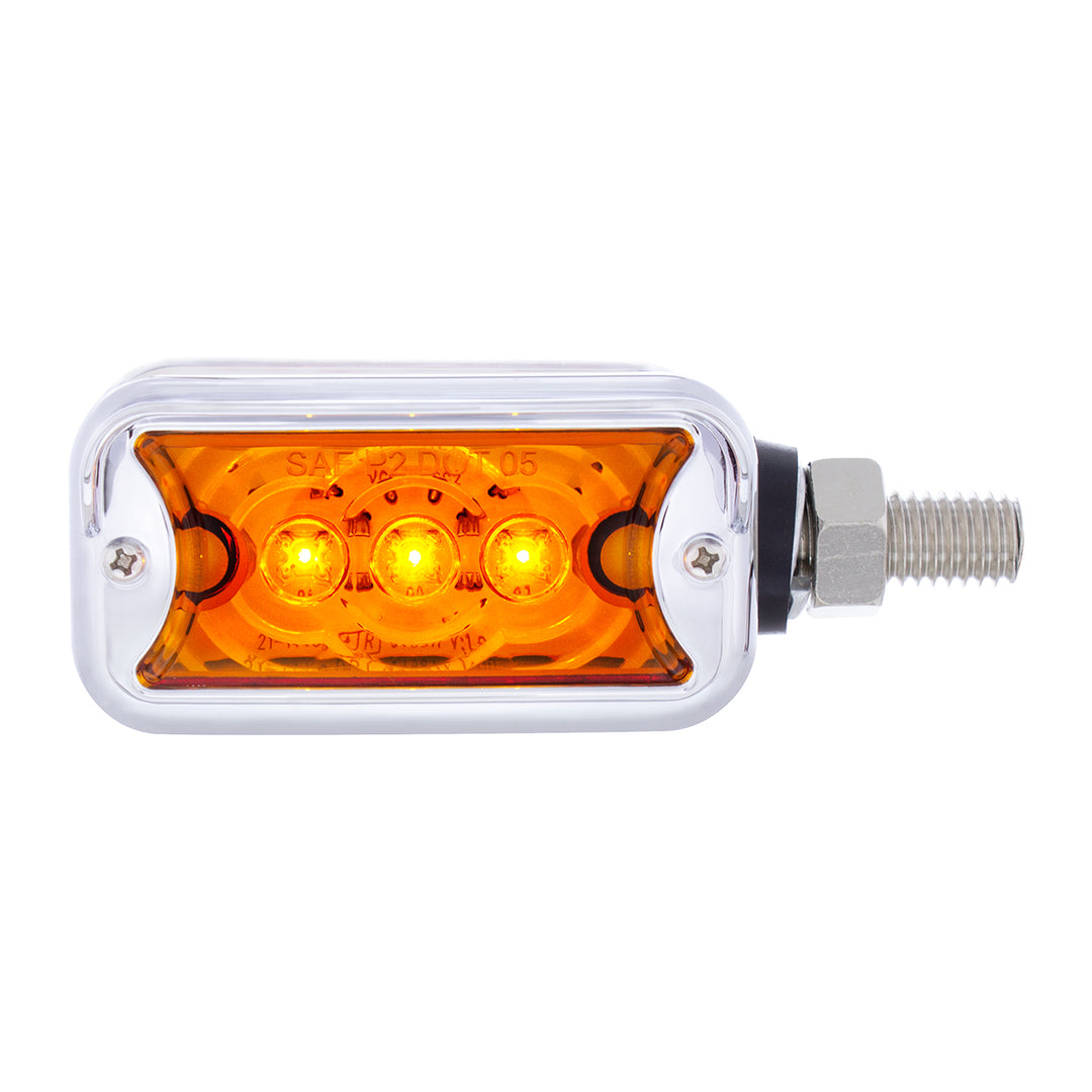 6 LED Single Function Double Face Light W/Visor - Horizontal Mount - Amber &amp; Red LED/Amber &amp; Red Lens