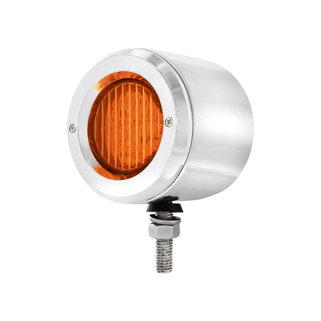 Stainless 2-1/2" Double Face Light With LED Lights &amp; Bezels - Amber &amp; Red LED/Amber &amp; Red Lens