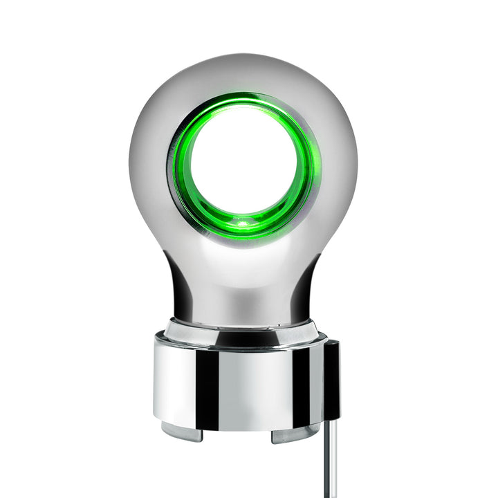 Thread-On Chrome Charlotte Style Gearshift Knob With LED 9/10 Speed Adapter - Green LED
