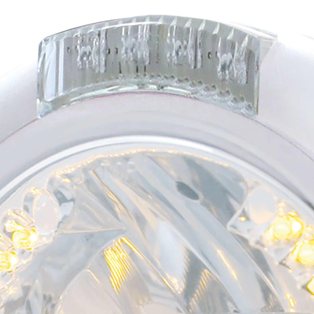 Chrome Classic Headlight H4 With 34 Amber LED &amp; Dual Mode LED Signal - Clear Lens