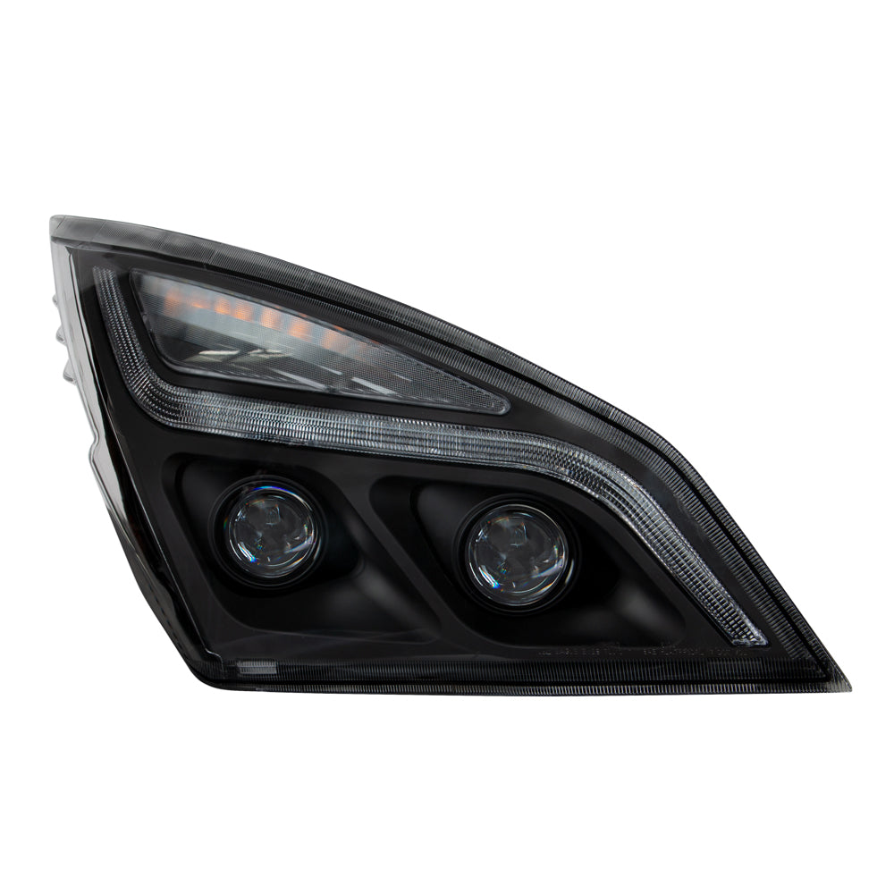 Black LED Projection Headlight With LED Position Light For 2018-2024 Freightliner Cascadia - Passenger