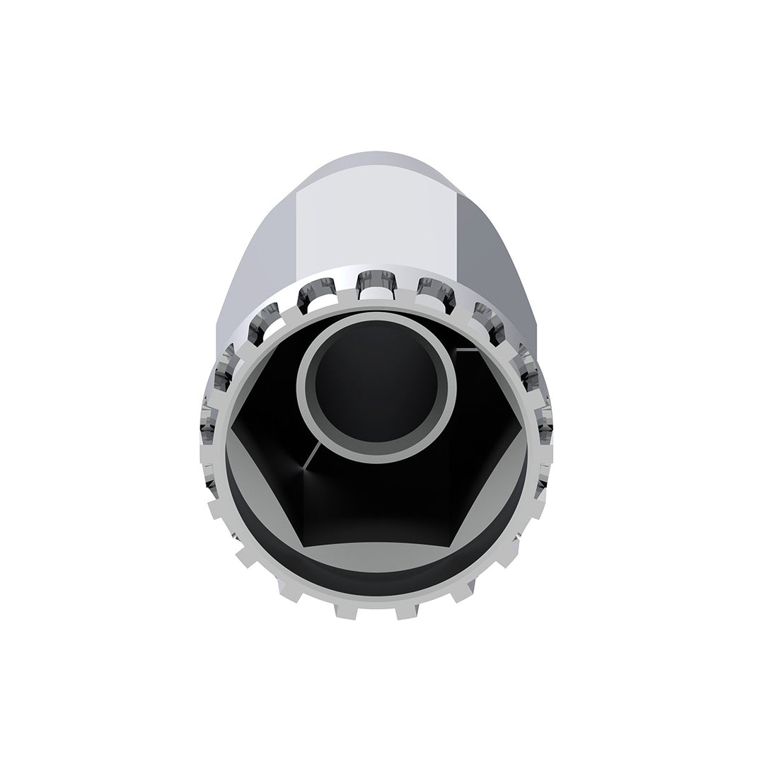 33mm X 4" Chrome Plastic Extra Tall Nut Cover With Flange - Thread-On (Bulk)