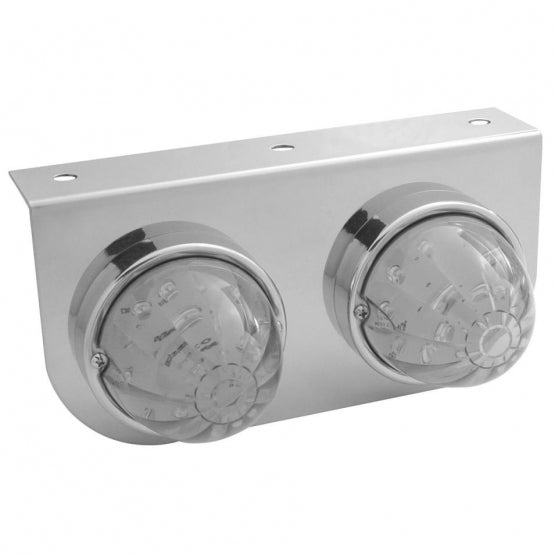 Stainless Light Bracket With 2 x 17 LED Dual Function Watermelon Lights - Amber LED/Clear Lens