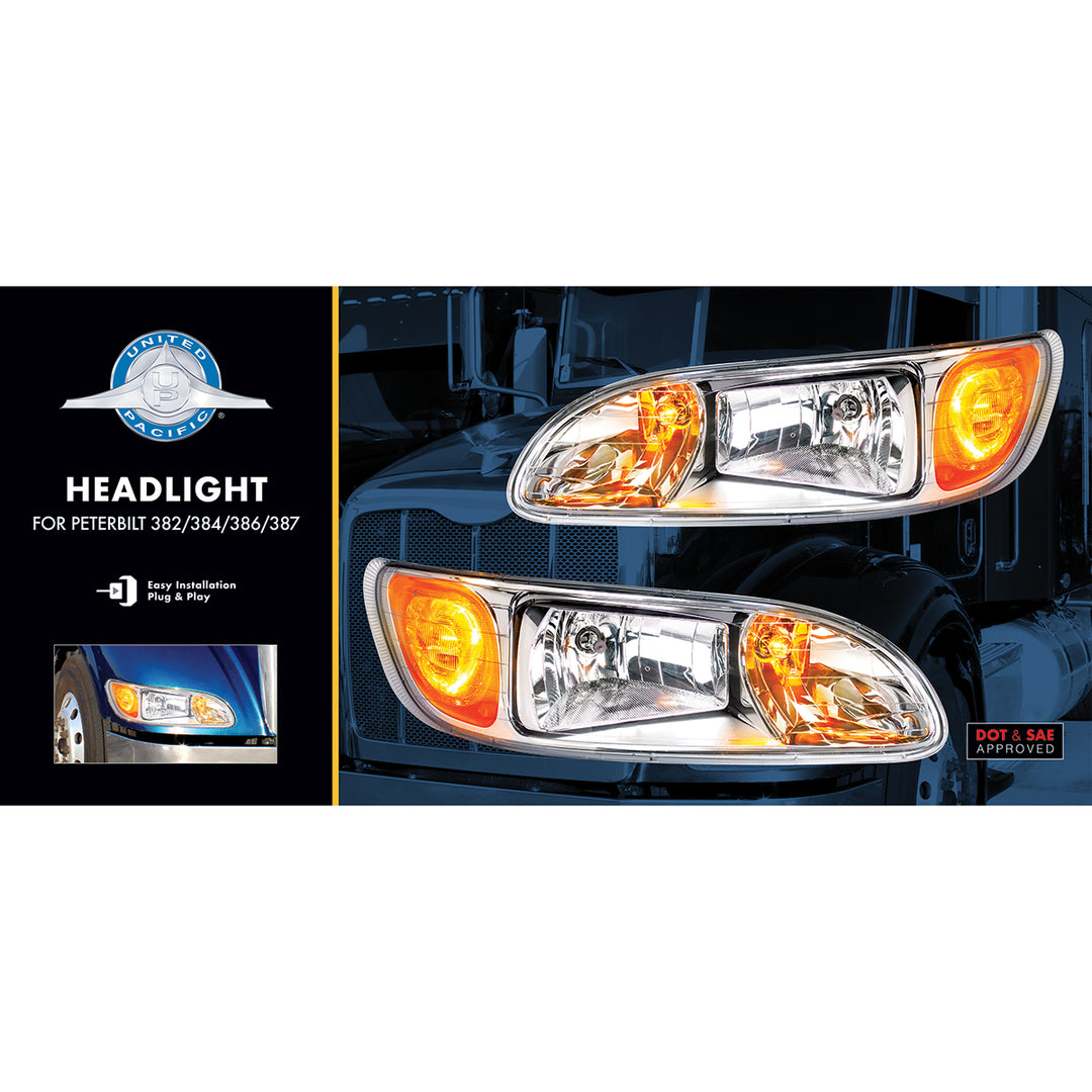 Headlight For 2008+ Peterbilt 382/384/386/387 - Driver