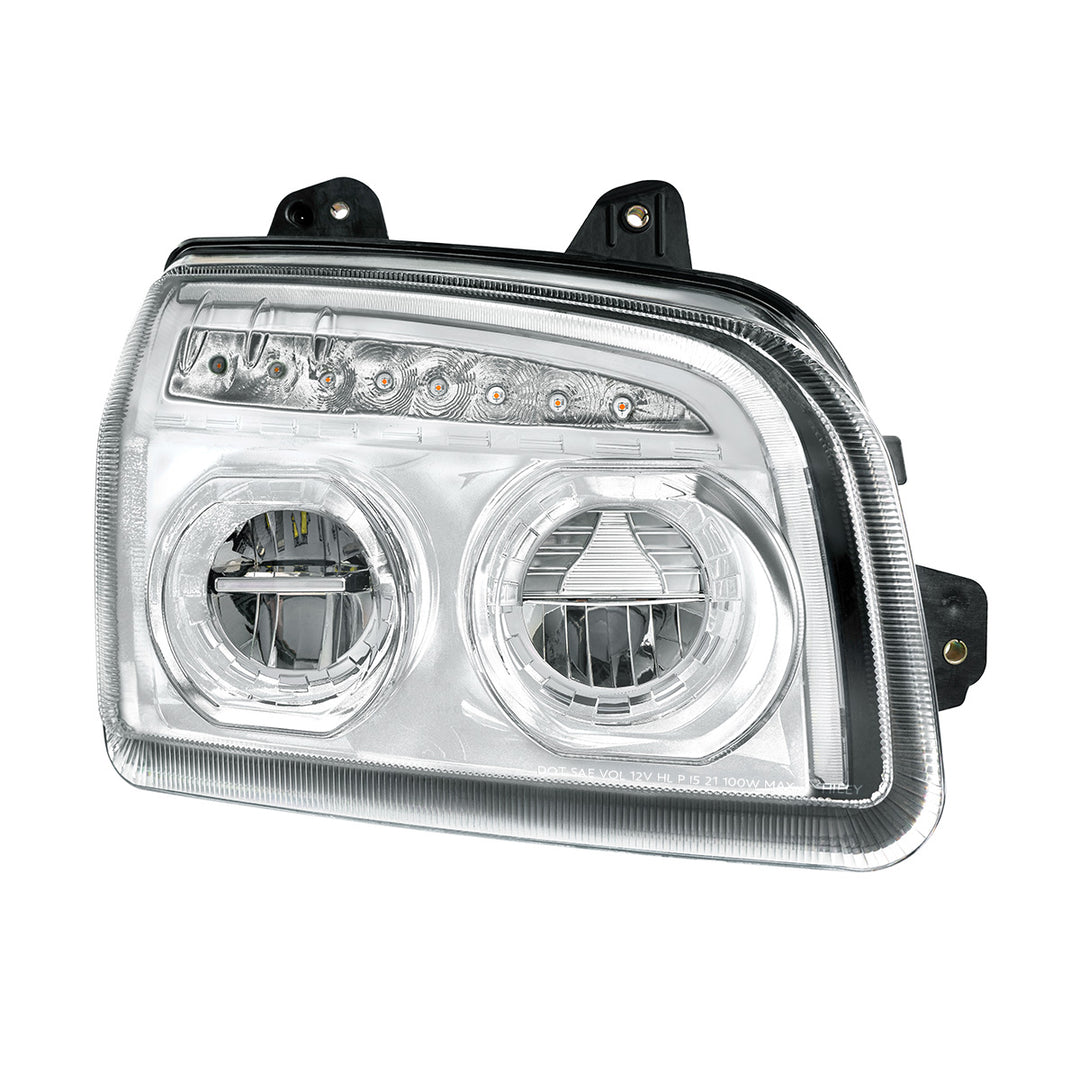 High Power LED Chrome Headlight With LED Turn Signal &amp; Light Bar For 2015-2025 Kenworth T880 - Passenger
