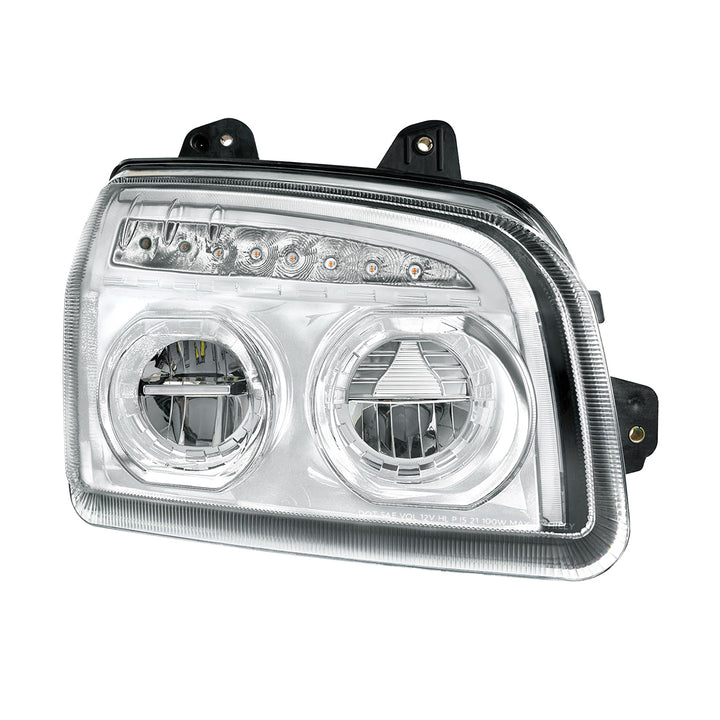 High Power LED Chrome Headlight With LED Turn Signal &amp; Light Bar For 2015-2025 Kenworth T880 - Passenger