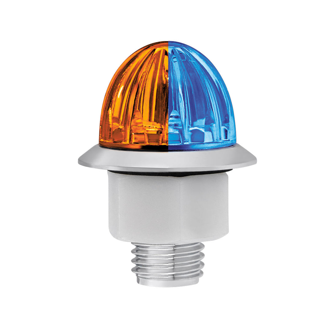 4 LED 1-1/8" Watermelon Double Fury Light With Clear Lens (Clearance/Marker) - Amber &amp; Blue LED