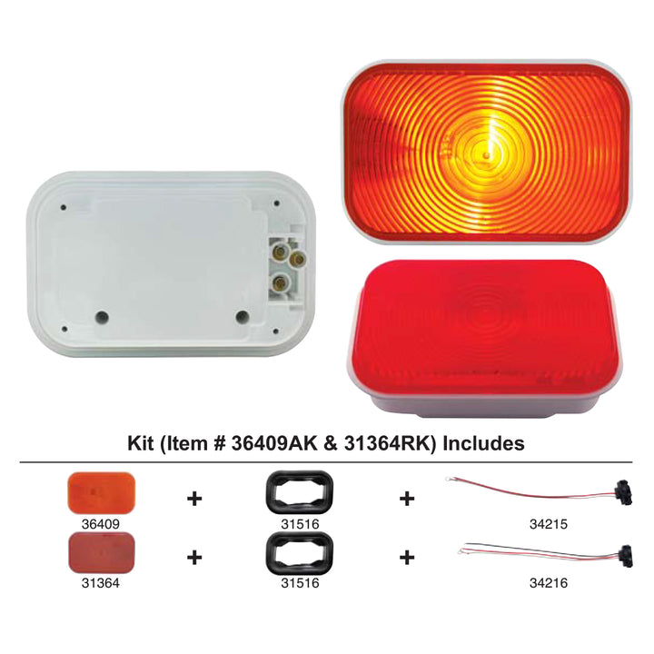 Rectangular Turn Signal Light Kit - Amber Lens