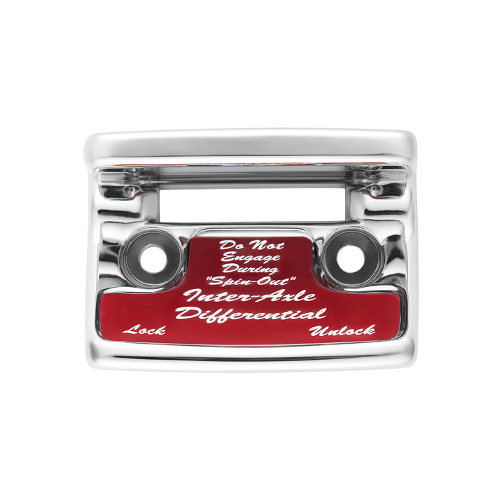 Chrome Plastic Axle/Differential Switch Guard With Glossy Sticker For 1990-2010 Freightliner Classic - Red