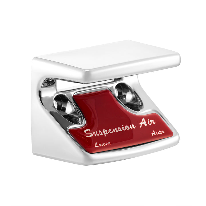 Chrome Plastic Suspension Air Switch Guard With Glossy Sticker For 1990-2010 Freightliner Classic - Red
