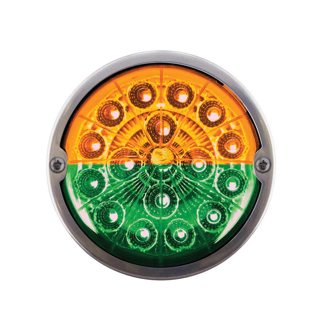 17 LED Watermelon Double Fury Light Torpedo Cab Light - Amber &amp; Green LED/Clear Lens