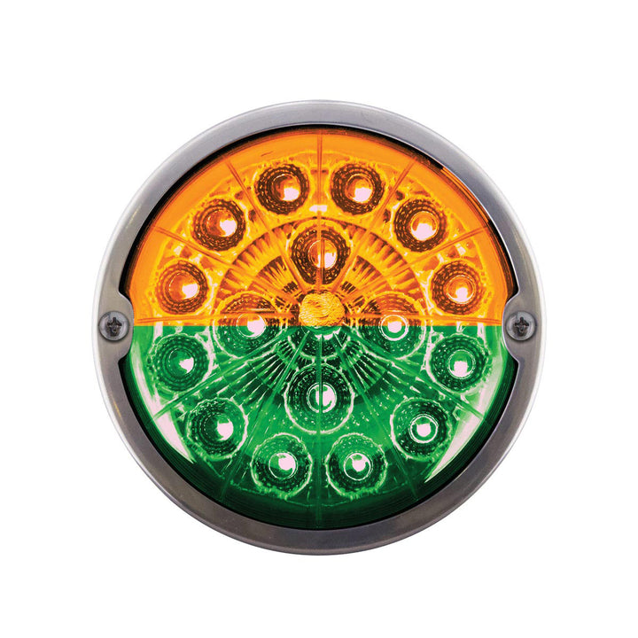 17 LED Watermelon Double Fury Light Torpedo Cab Light - Amber &amp; Green LED/Clear Lens