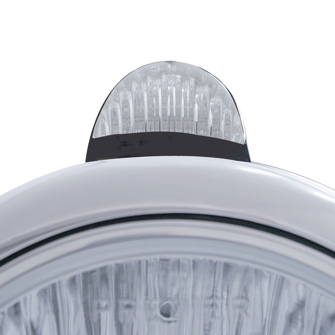 Black Guide 682-C Headlight No Bulb With LED Signal - Amber LED/Clear Lens