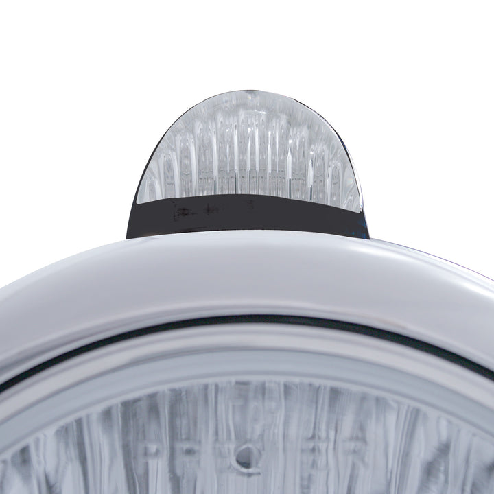 Black Guide 682-C Headlight No Bulb With LED Signal - Amber LED/Clear Lens