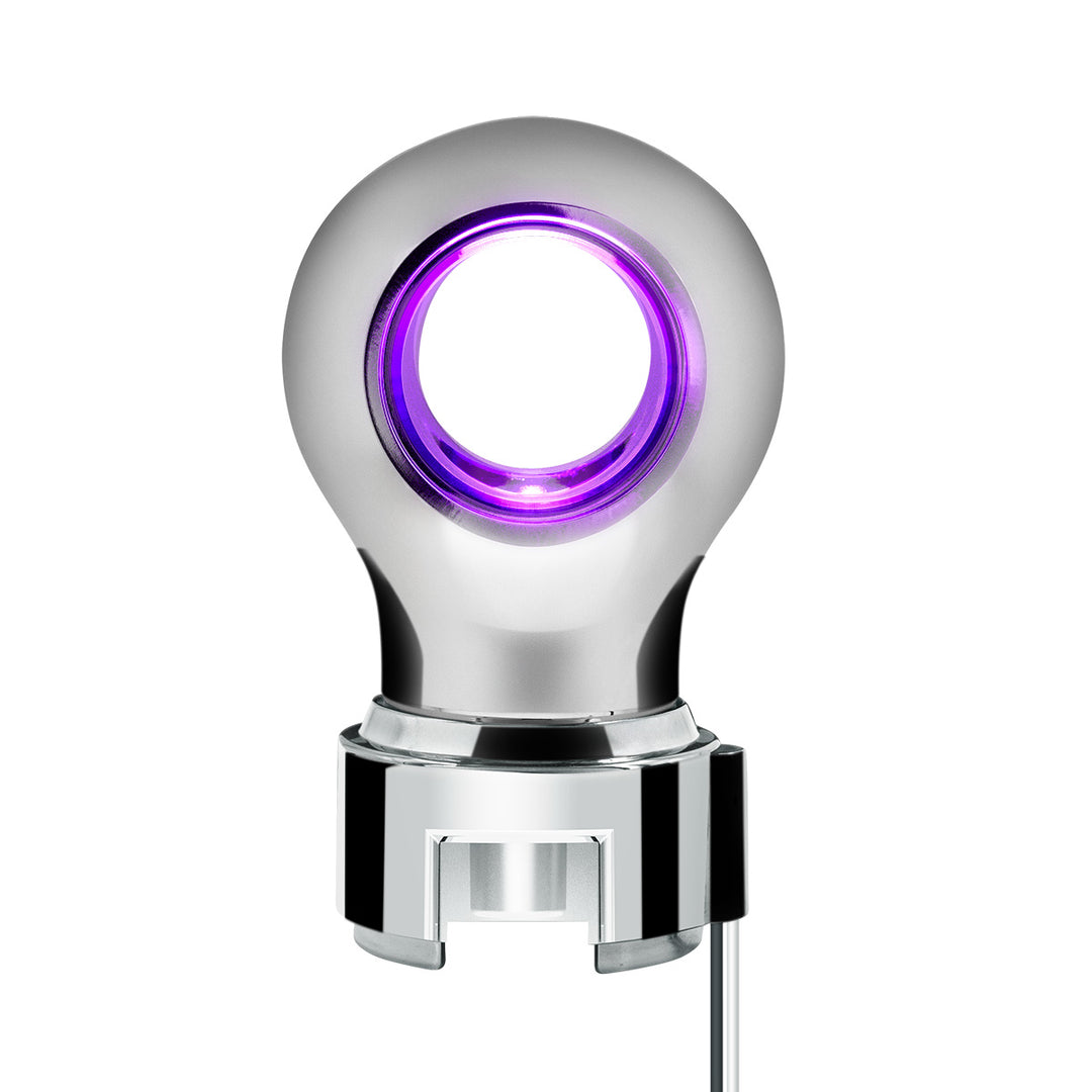 Thread-On Chrome Charlotte Style Gearshift Knob With LED 13/15/18 Speed Adapter - Purple LED