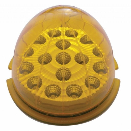 Fog Light Cover With Amber LED Hi/Lo Clear Style Reflector Light &amp; Visor For 2007-17 KW T660 - Driver - Amber Lens