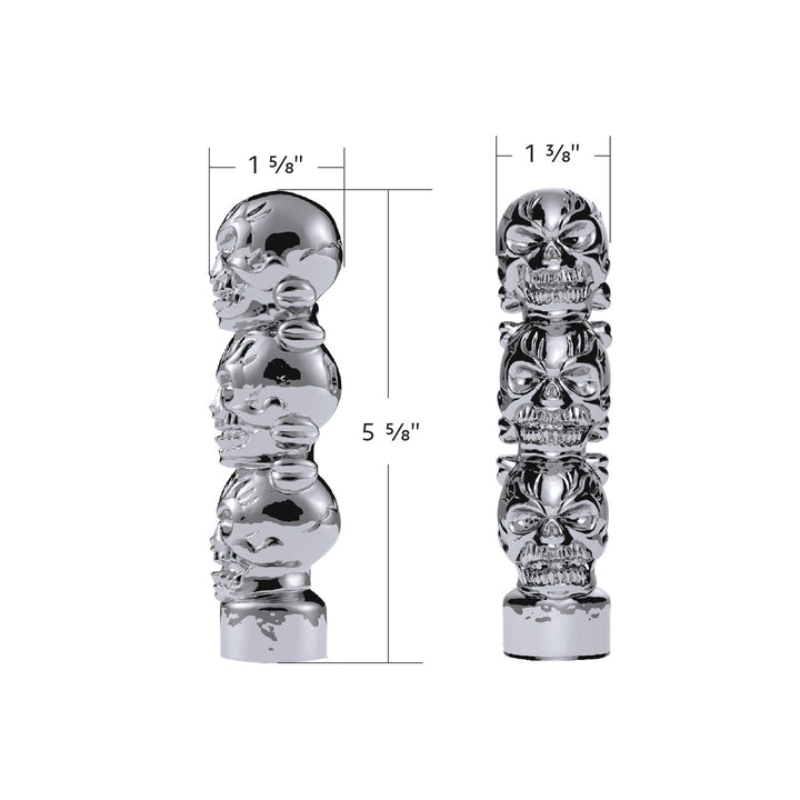 1/2" - 13 Thread-On 3 Skull Shift Knob - Chrome