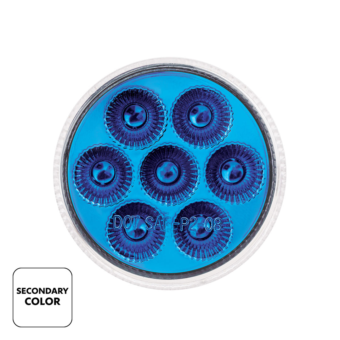 7 LED 2" Round Double Fury Light (Clearance/Marker) - Red &amp; Blue LED/Clear Lens