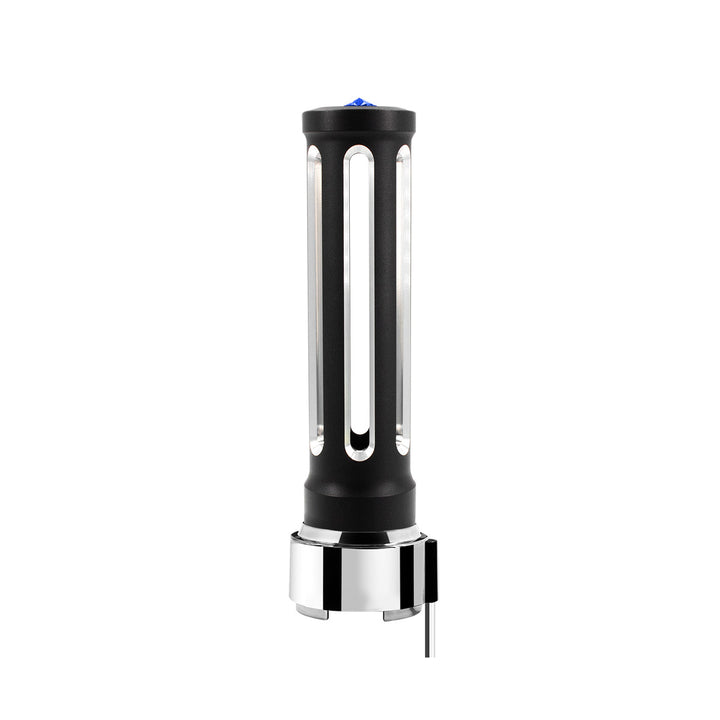 Thread-On Matte Black Sonoma Style Gearshift Knob With LED 9/10 Speed Adapter - Blue Crystal/Blue LED