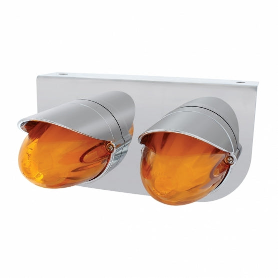 Stainless Steel Bracket With Two 9 LED Dual Function GloLight Watermelon Grakon 1000 Lights &amp; Visors - Amber LED &amp; Lens