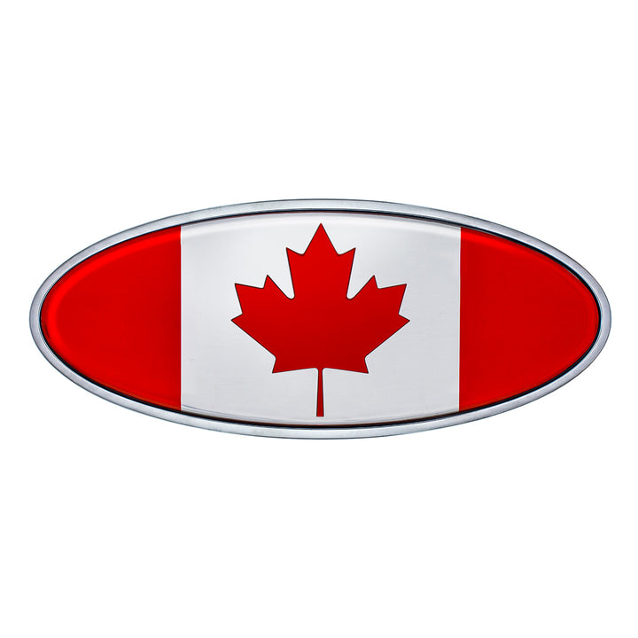 Chrome Die Cast Oval Emblem - Canada Flag