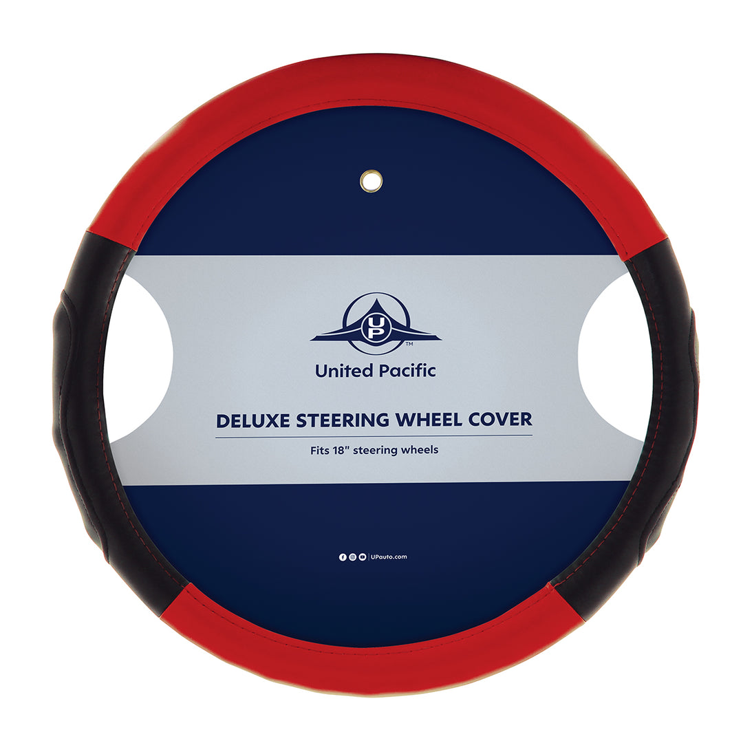 18" Duo Tone Steering Wheel Cover - Black &amp; Red