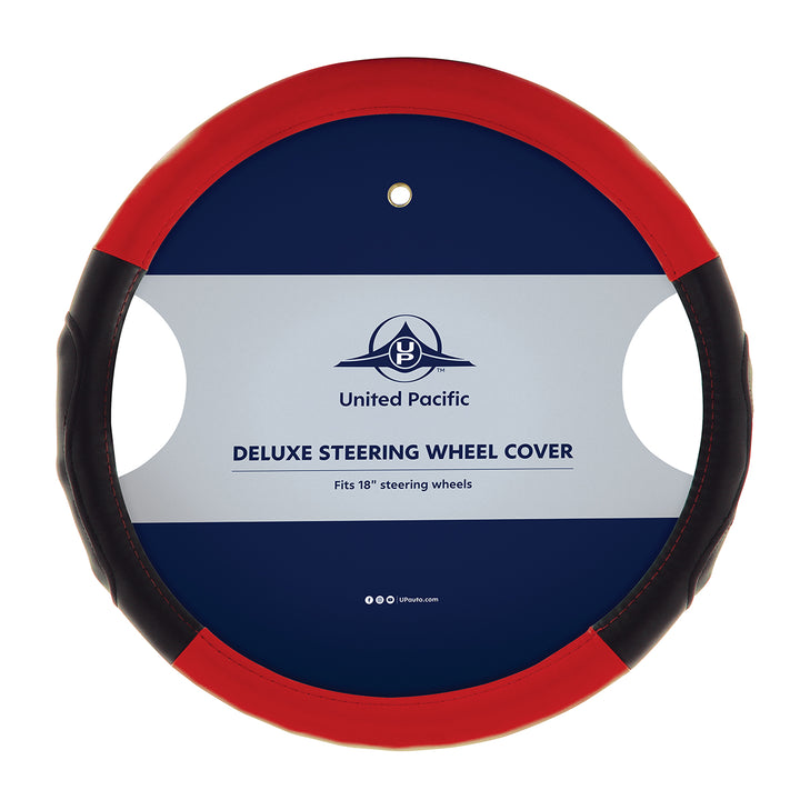 18" Duo Tone Steering Wheel Cover - Black &amp; Red