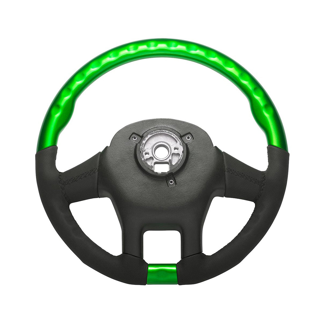 18" YourGrip Leather &amp; Wood Candy Color Steering Wheel For 2012-2021 PB 579&amp;2013-2021 KW T680 - Emerald Green