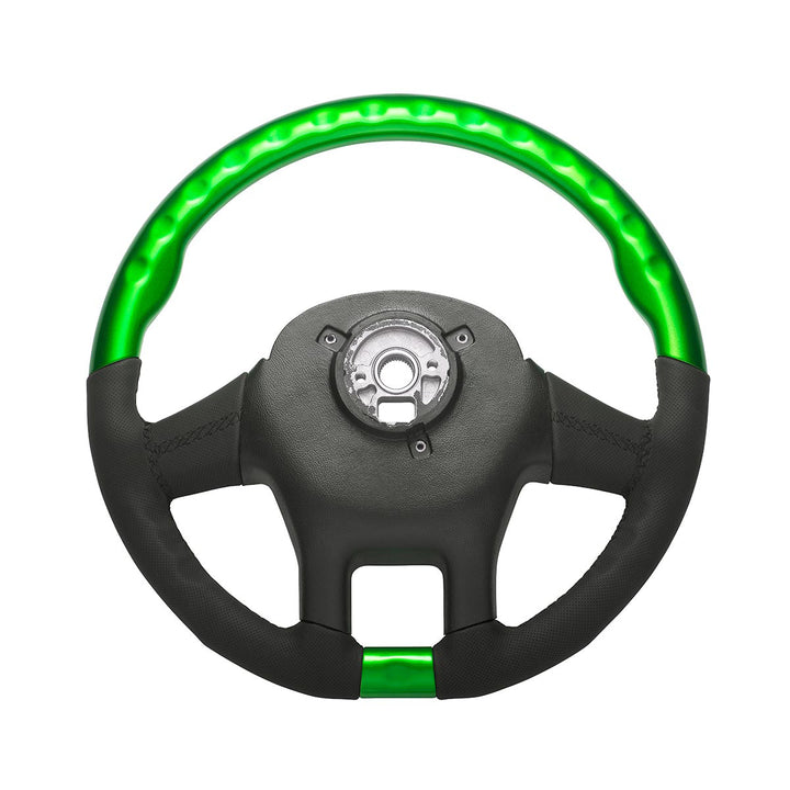 18" YourGrip Leather &amp; Wood Candy Color Steering Wheel For 2012-2021 PB 579&amp;2013-2021 KW T680 - Emerald Green