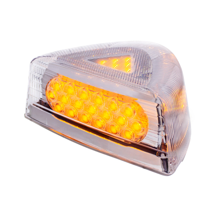 37 LED Turn Signal Light With Chrome Base For 1987-2007 Peterbilt 379/378/357 - Amber LED/Clear Lens