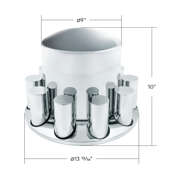 Chrome Plastic Extra Tall Rear Axle Cover With 33mm Thread-On Tall Cylinder Nut Covers