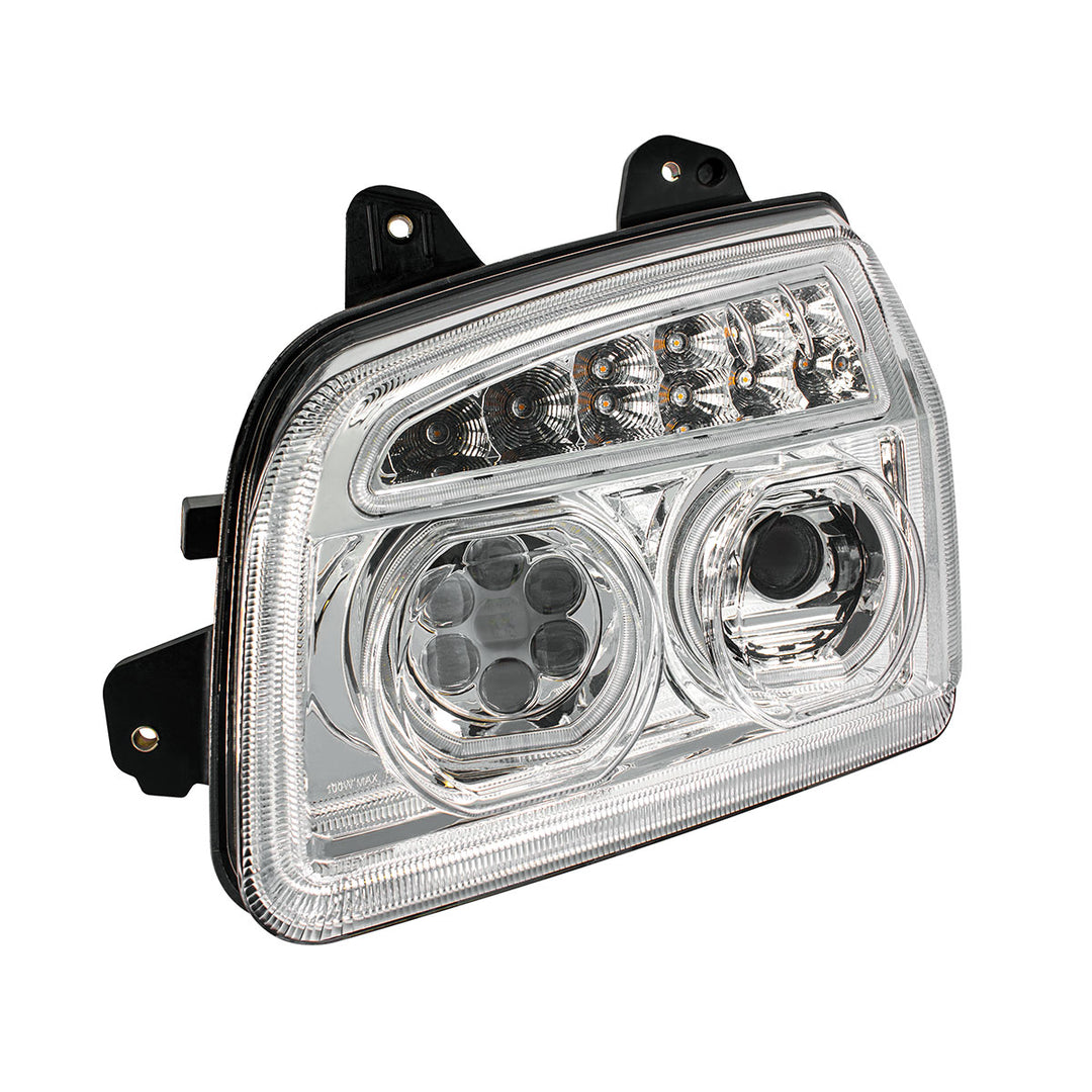 Chrome 11 LED Headlight For 2015-2024 Kenworth T880 - Driver