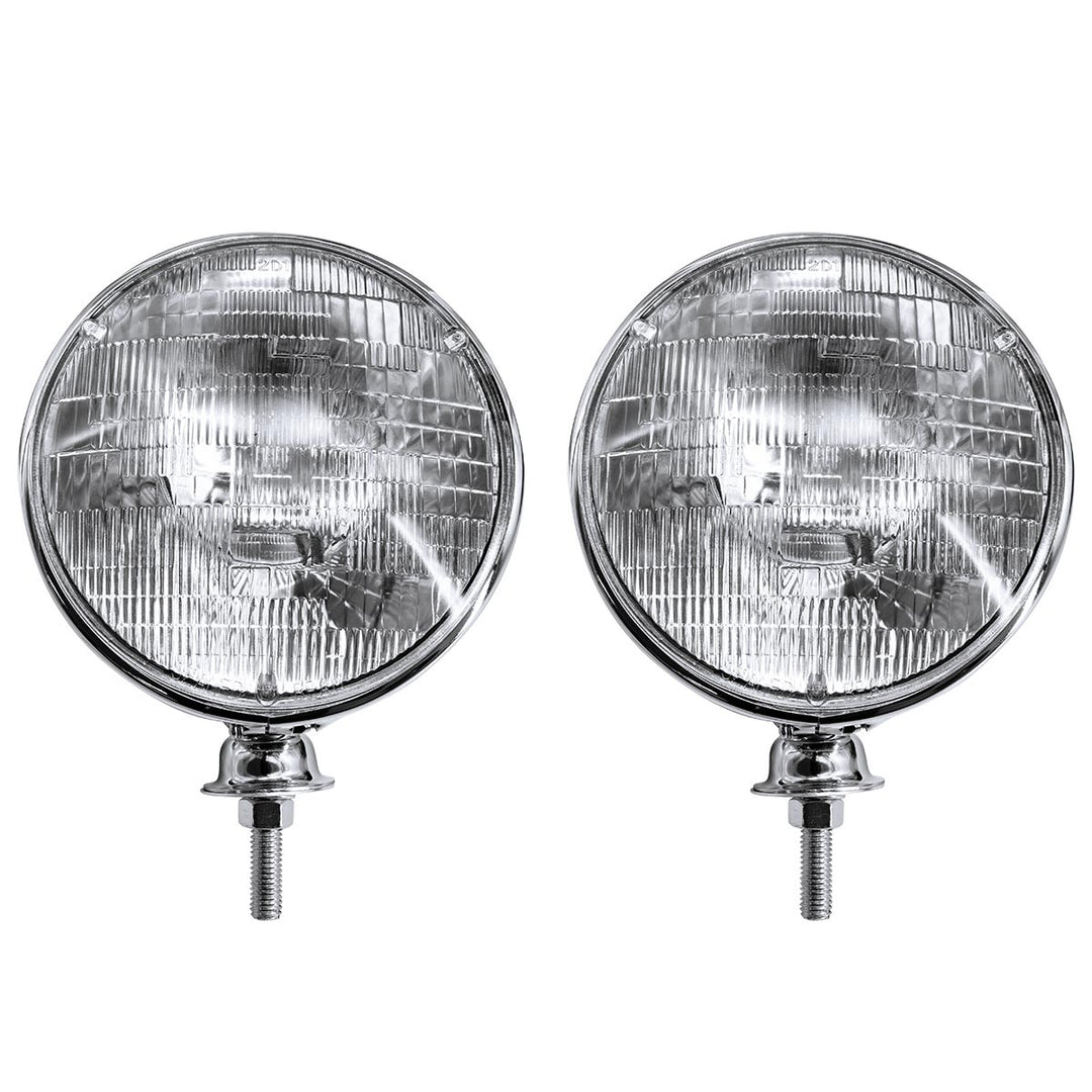 7" Chrome Dietz Style Headlight With 12 Volt 6014 Sealed Beam Bulb