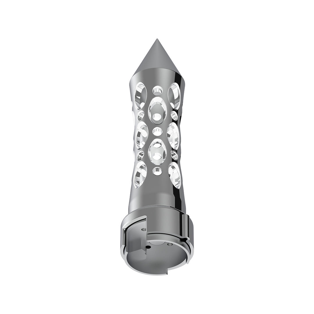 Thread-On Daytona Style Spike Gearshift Knob With LED 13/15/18 Speed Adapter - Chrome/White LED