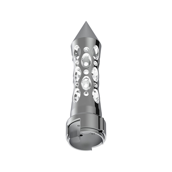 Thread-On Daytona Style Spike Gearshift Knob With LED 13/15/18 Speed Adapter - Chrome/White LED