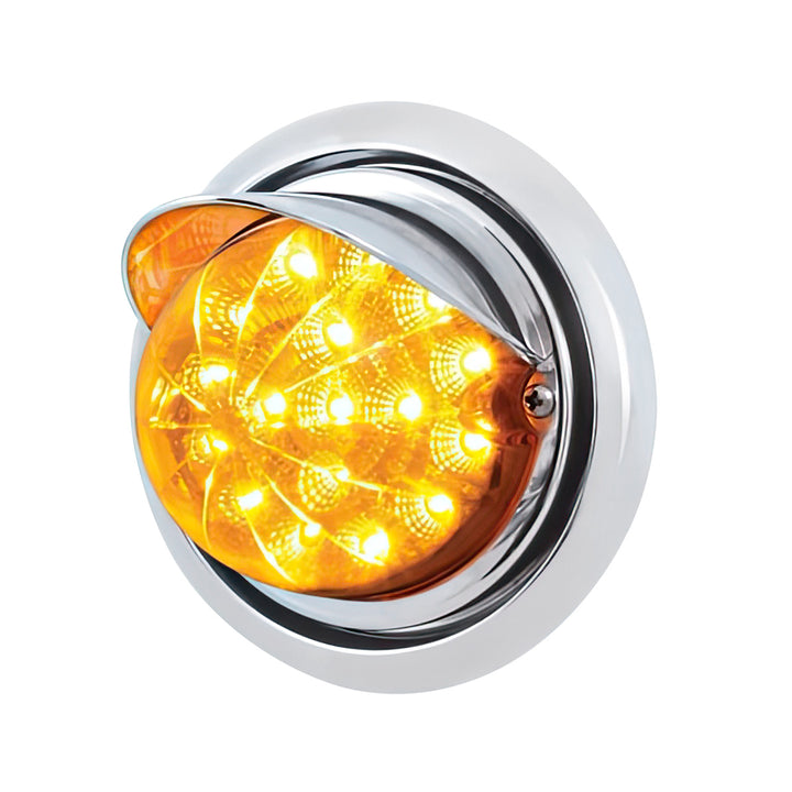 Front Bumper Light With 17 Amber LED Reflector Light &amp; Visor For Freightliner Columbia - Amber Lens