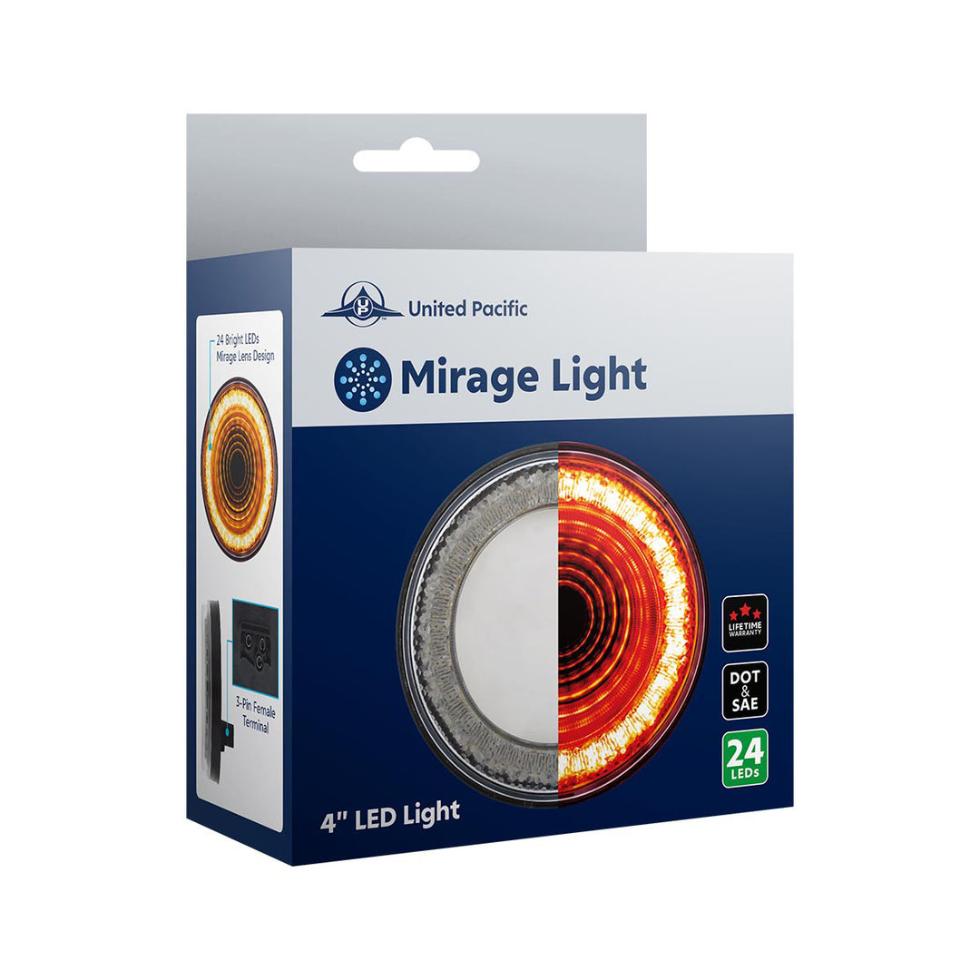 24 LED 4" Round Mirage Light (Stop, Turn &amp; Tail) - Red LED/Red Lens