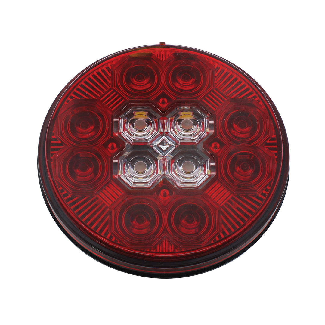 4" Round Combo Light With 12 LED Stop, Turn &amp; Tail &amp; 16 LED Back-Up - Red LED/Red Lens