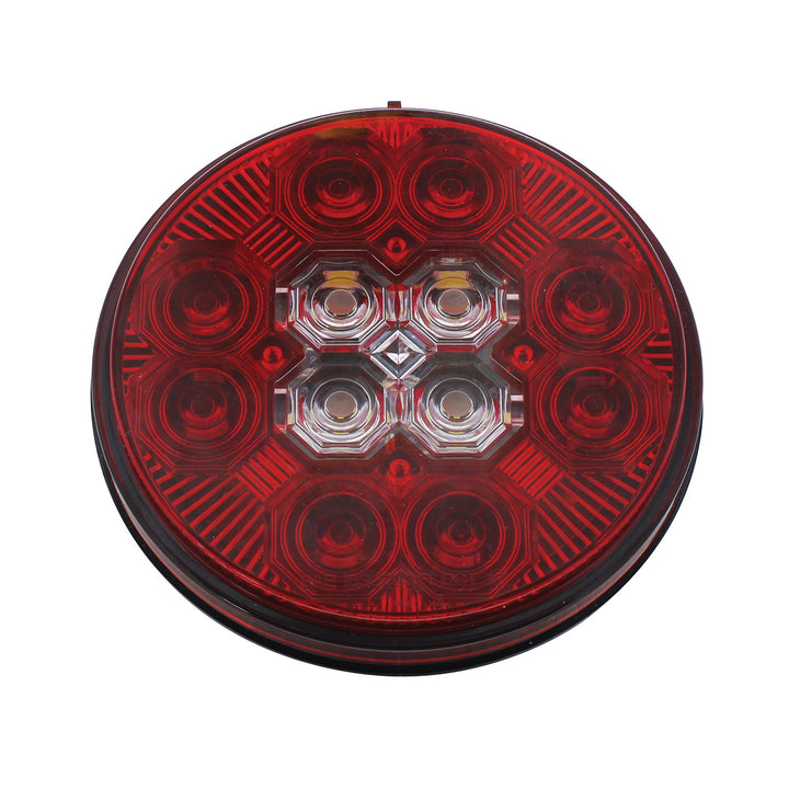 4" Round Combo Light With 12 LED Stop, Turn &amp; Tail &amp; 16 LED Back-Up - Red LED/Red Lens