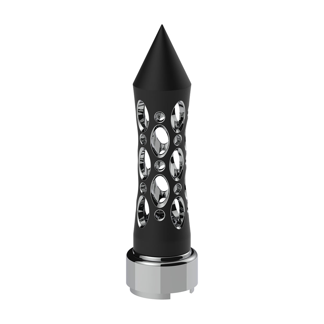M30 x 3.5 Thread-On Daytona Style Spike Gearshift Knob With Chrome 9/10 Speed Adapter - Black/Vertical