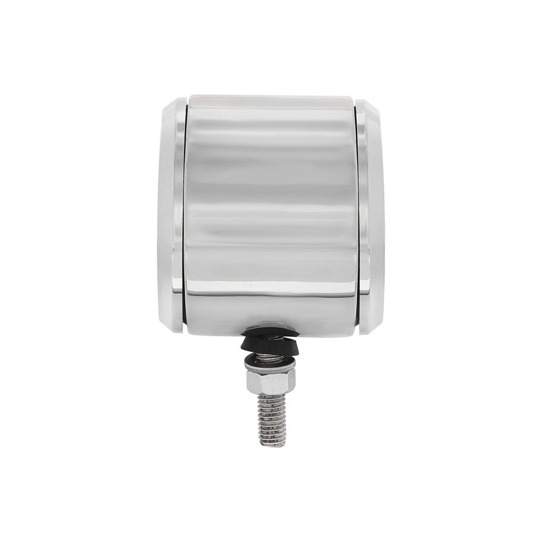 Stainless 2-1/2" Double Face Light With LED Lights &amp; Bezels - Amber &amp; Red LED/Amber &amp; Red Lens