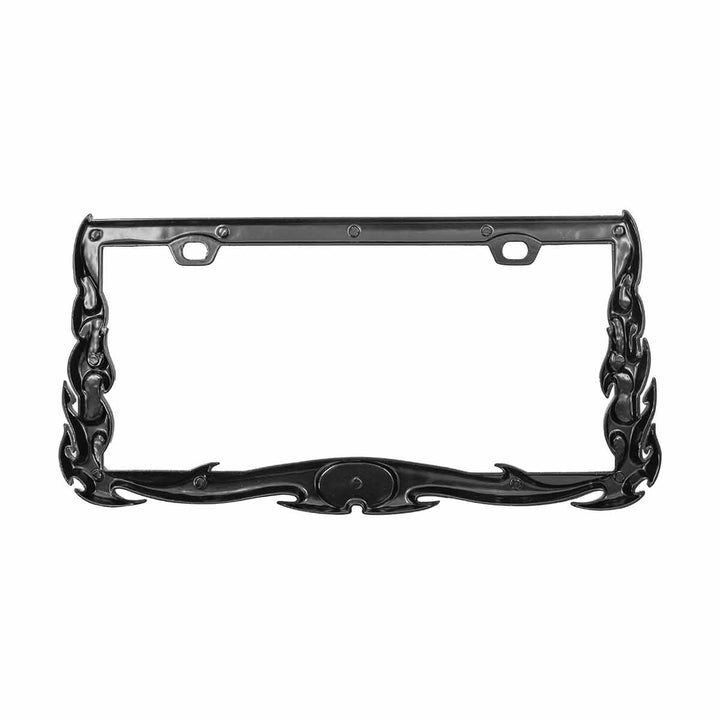 Flame License Plate Frame - Black
