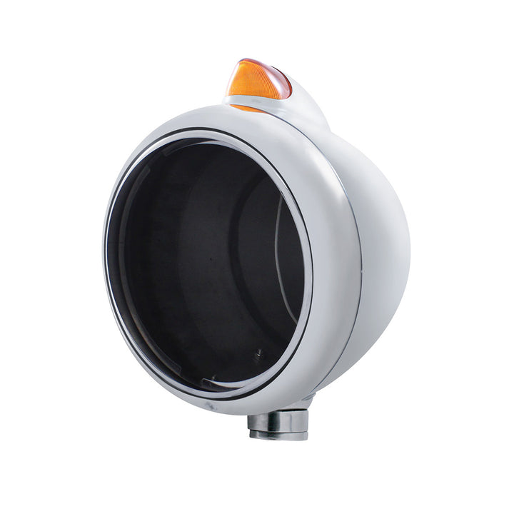 Stainless Steel Guide 682-C Headlight No Bulb &amp; Original Style LED Signal - Amber Lens