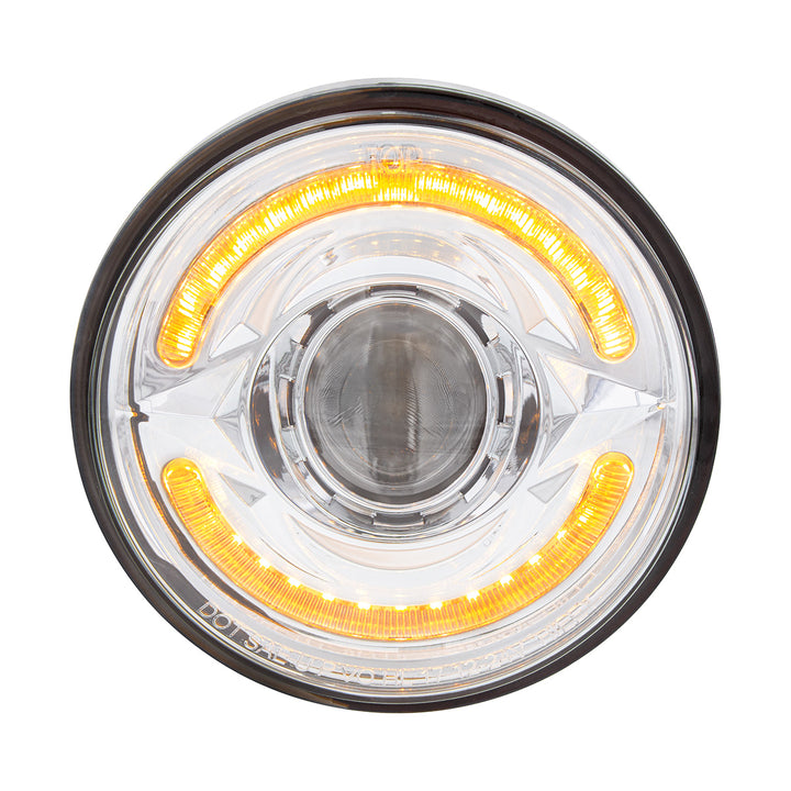 ULTRALIT - LED 5-3/4" Round Headlight With 60 LED Dual Color Light Bar, Amber &amp; White LED - High Beam