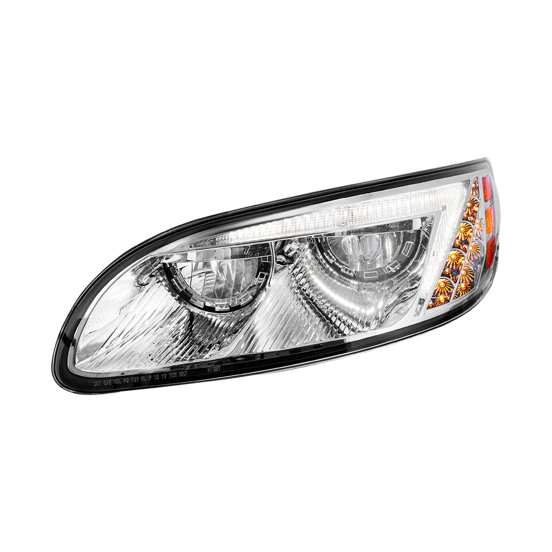 Chrome LED Headlight For Peterbilt 386 (2005-2015) &amp; 387 (1999-2010) - Driver